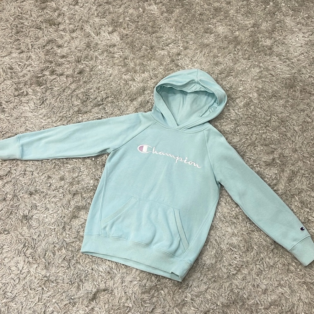 Girls Champion Hoodie Light Blue - Size Small